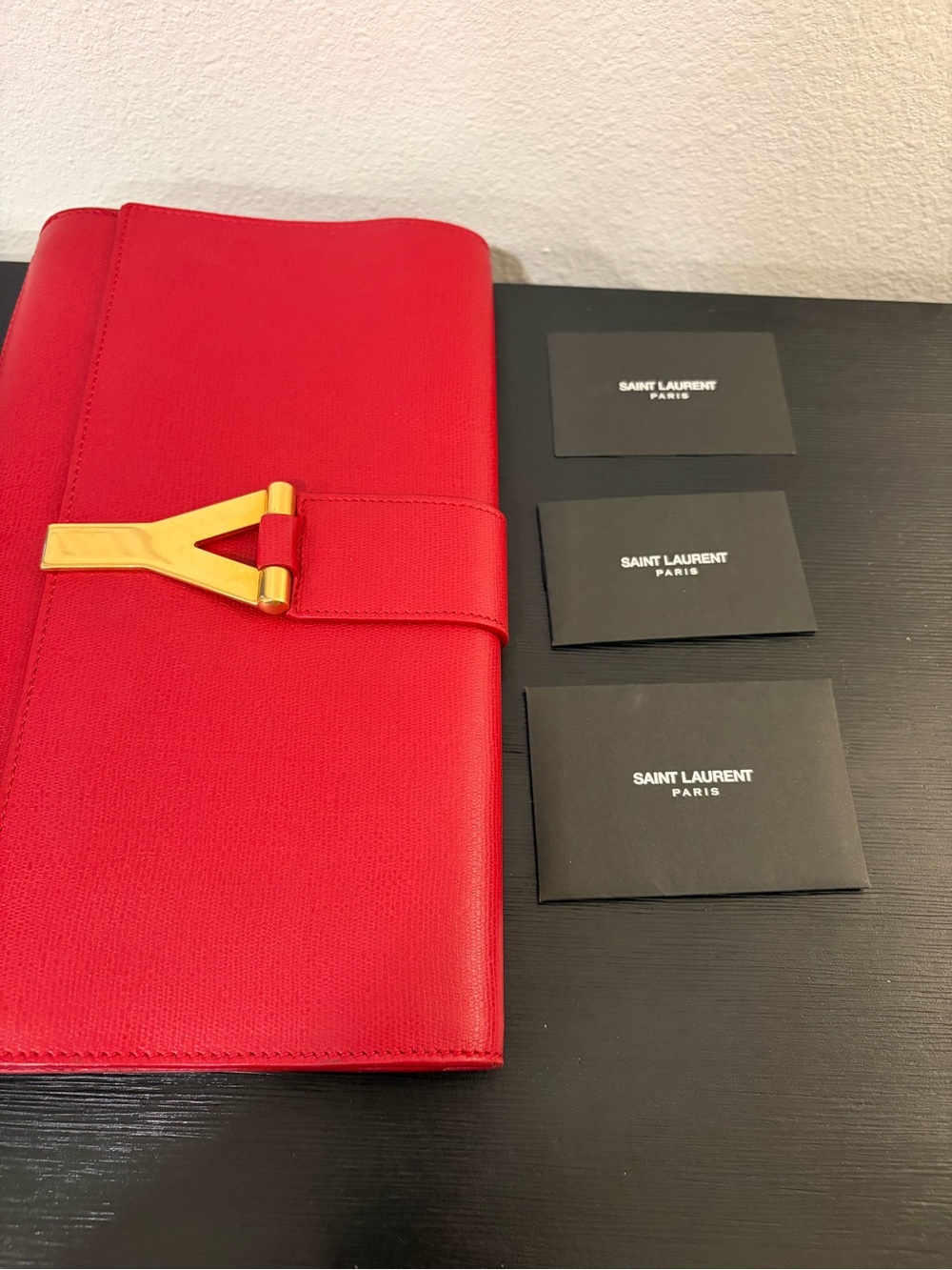 Yves Saint Laurent Leather Clutch in Red - Picture 3 of 15